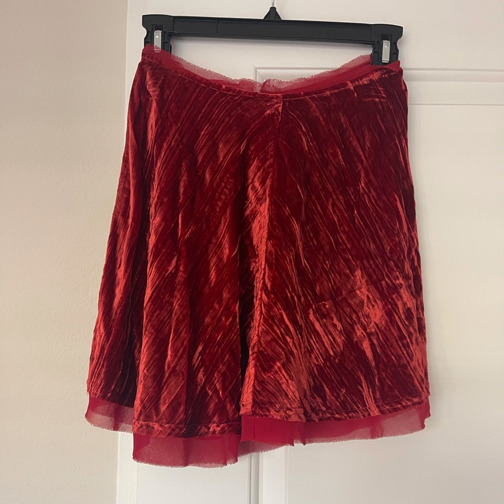 Urban Outfitters vintage crushed velvet red mini skirt